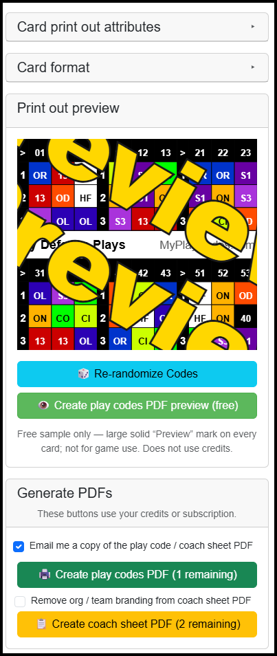 Preview of play code cards
