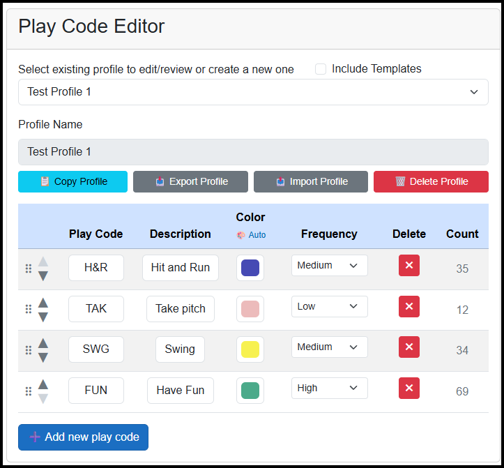 Adding play codes