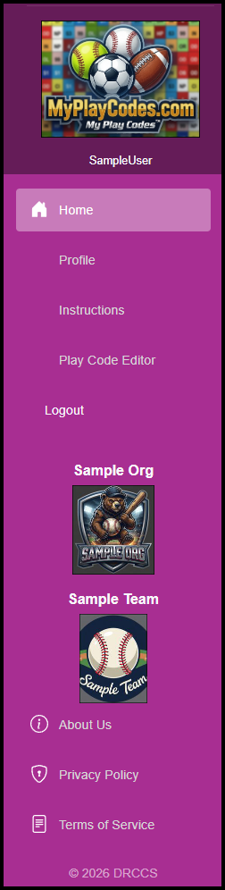 Customized navigation menu with organization and team logos and a custom background color